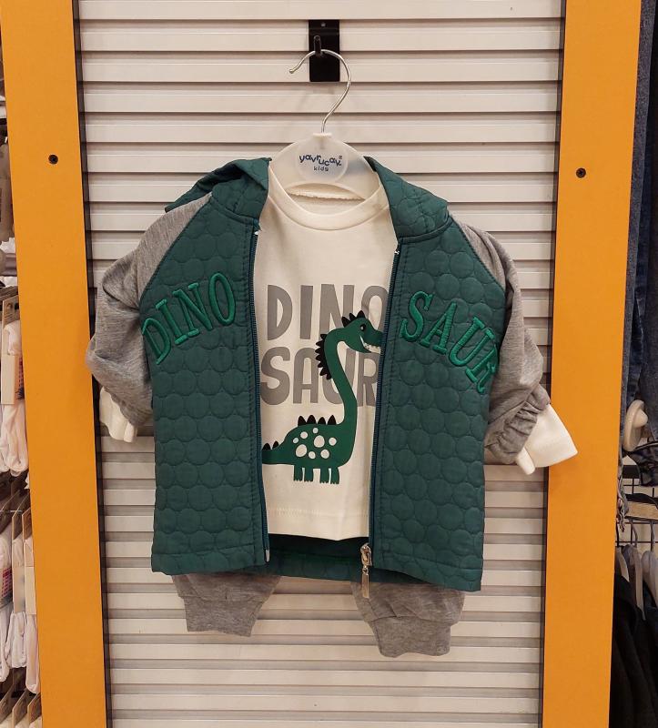 YAVRUCAK Kids 9279 Dino Saur Erkek Bebek Hırkalı 3lü TAKIM