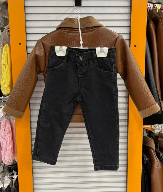 CANÖZ Kids 3248 Erkek Çocuk Deri Montlu 3lü Takım