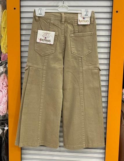 BAYHAS Kids 32402 Kız Çocuk Yandan Cepli Geniş Paça Keten Pantolon