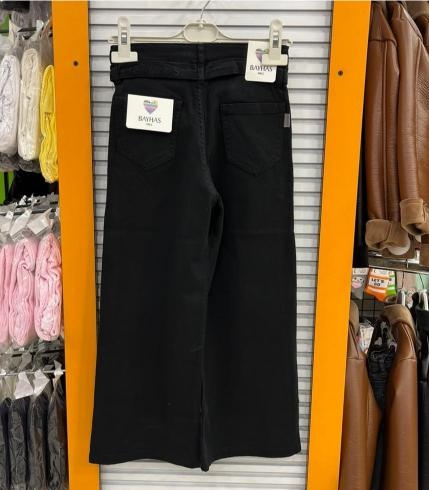 BAYHAS Kids 24243 Kız Çocuk Düz Keten Geniş Paça Pantolon