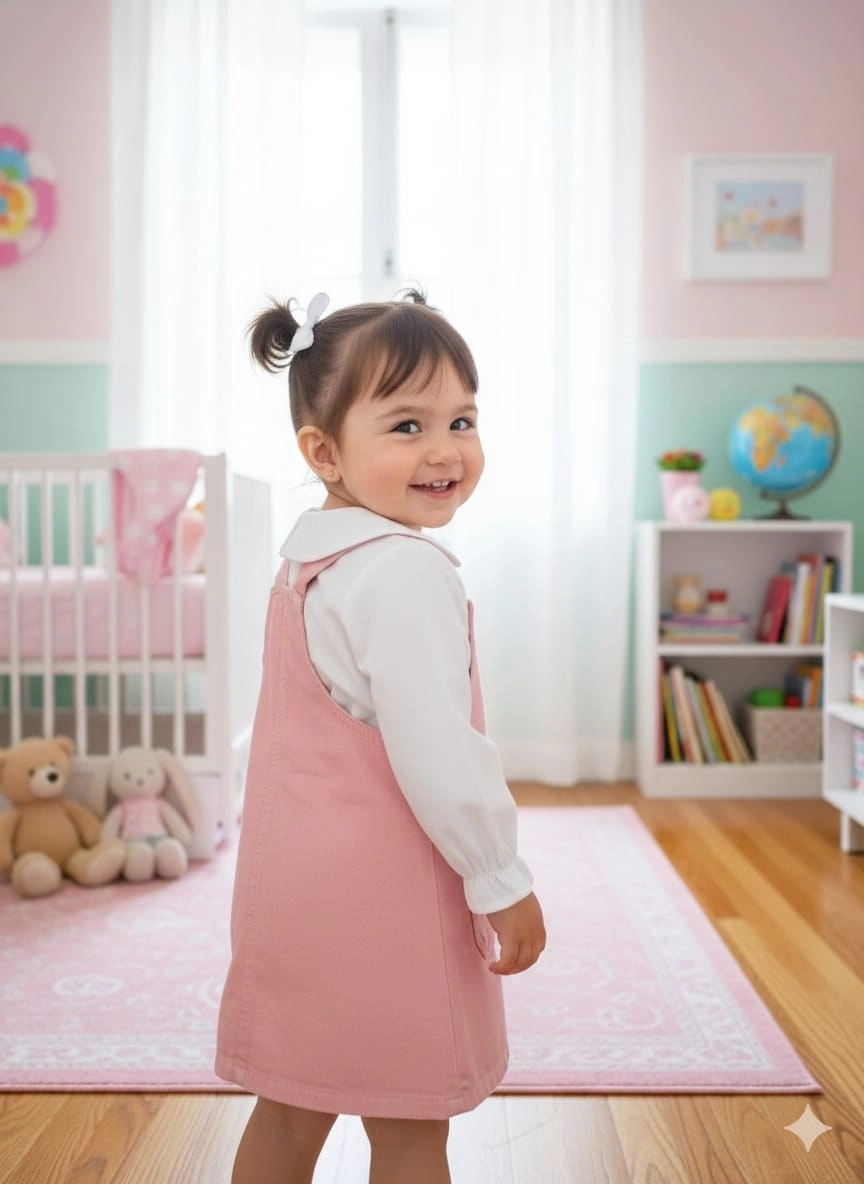 ORYEDA Kids 6005 Kız Bebek Nakışlı Gömlekli Jile Elbise