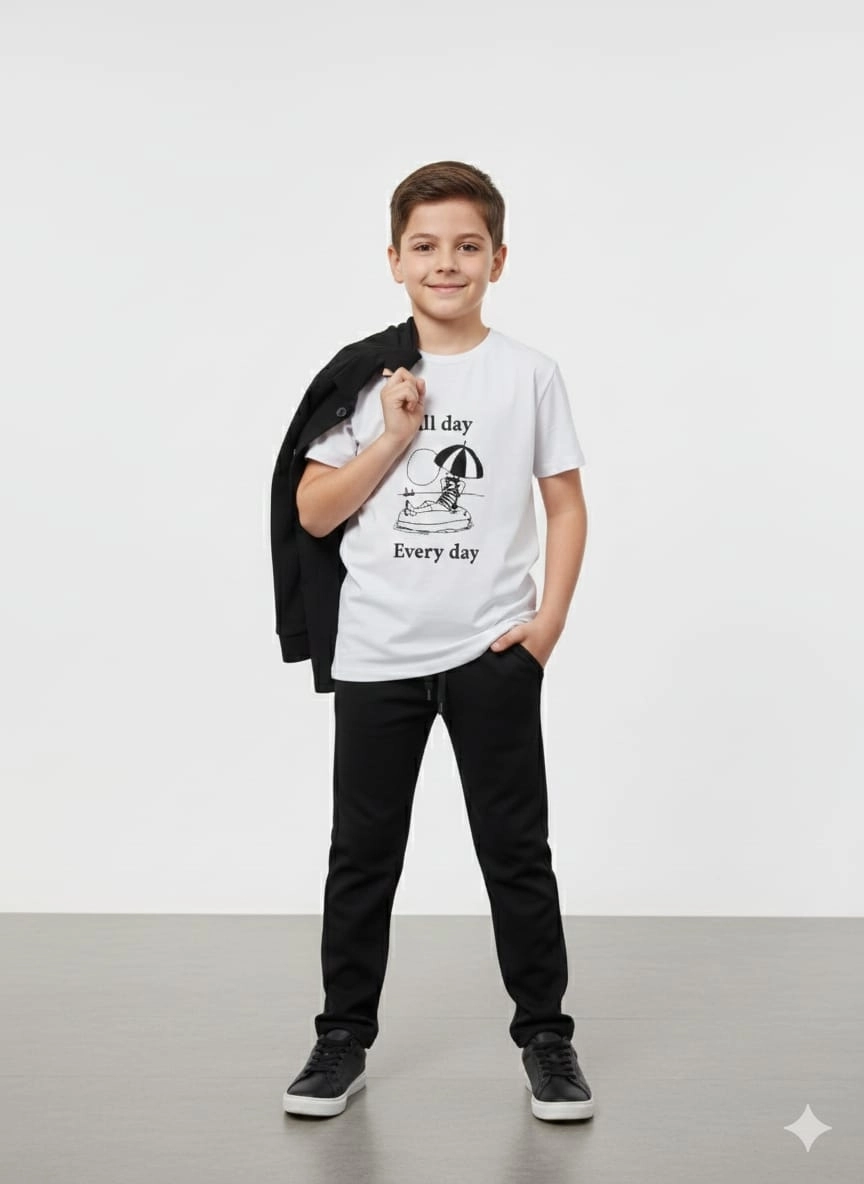 BARKOD Kids 90055 Erkek Çocuk Jogger Ceket Penye Pantolon 3lü Takım