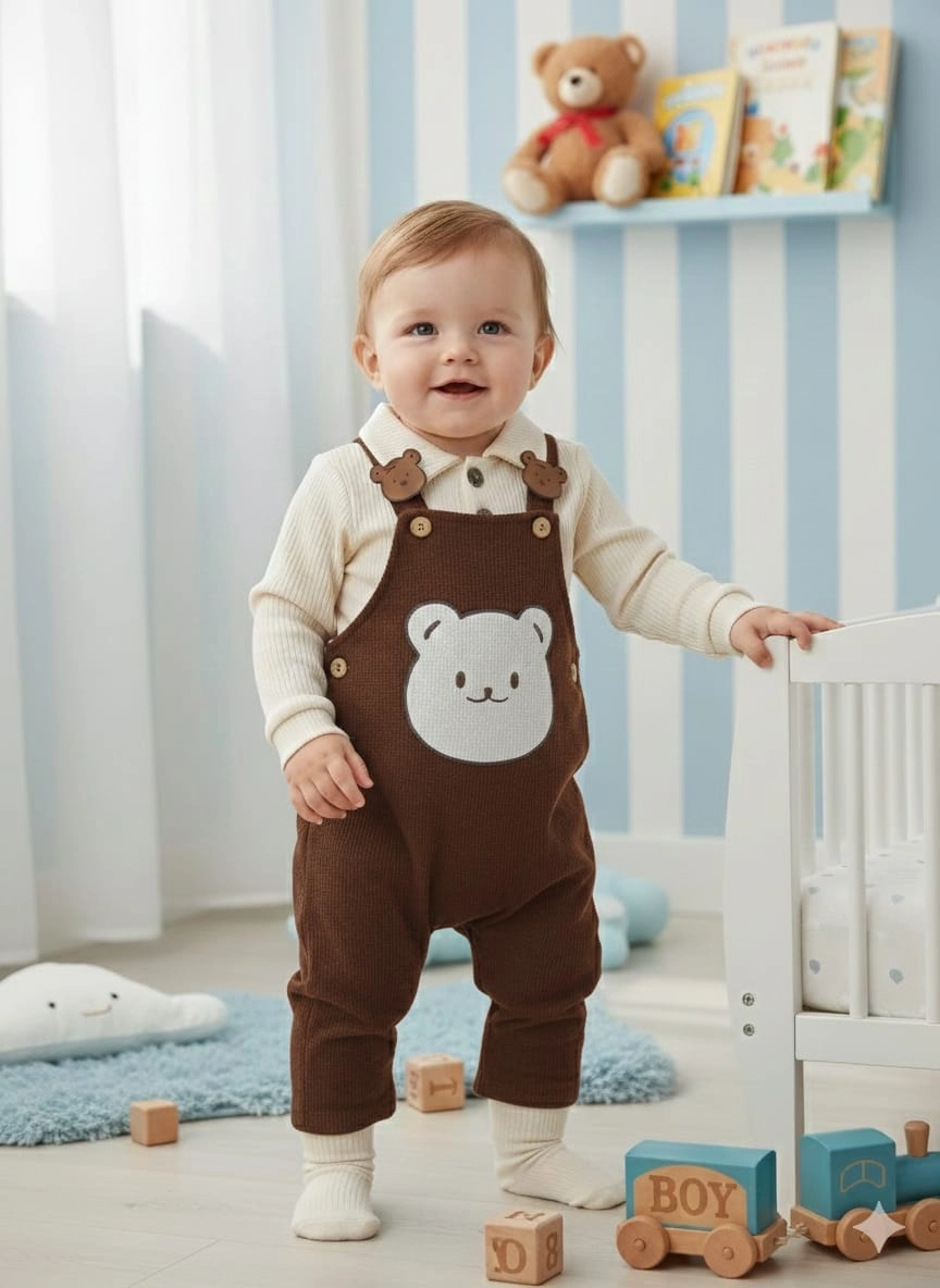 GÖZDE Kids 1008 Bebek Ayıcık Yakalı Bahçıvan Takım