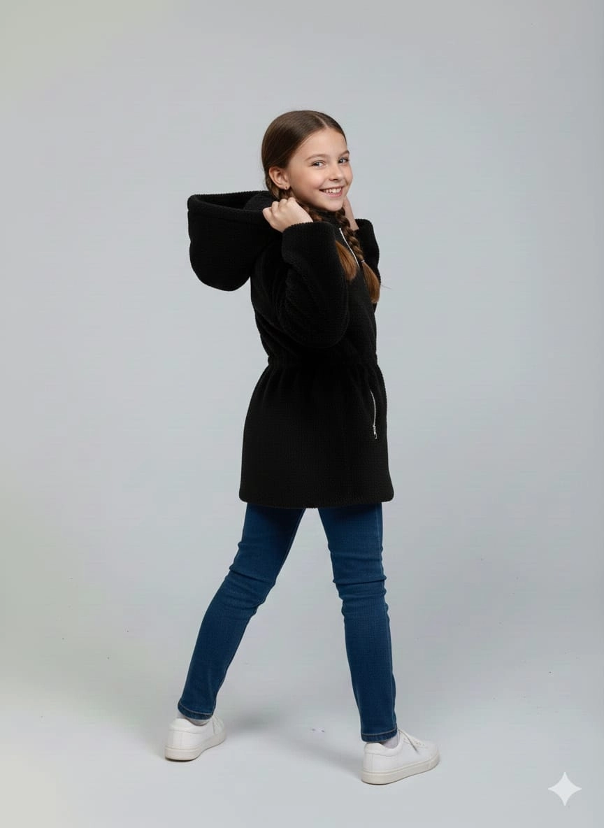 ELİSS Kids 1880 Kız Çocuk Uzun Peluş Hırka Mont