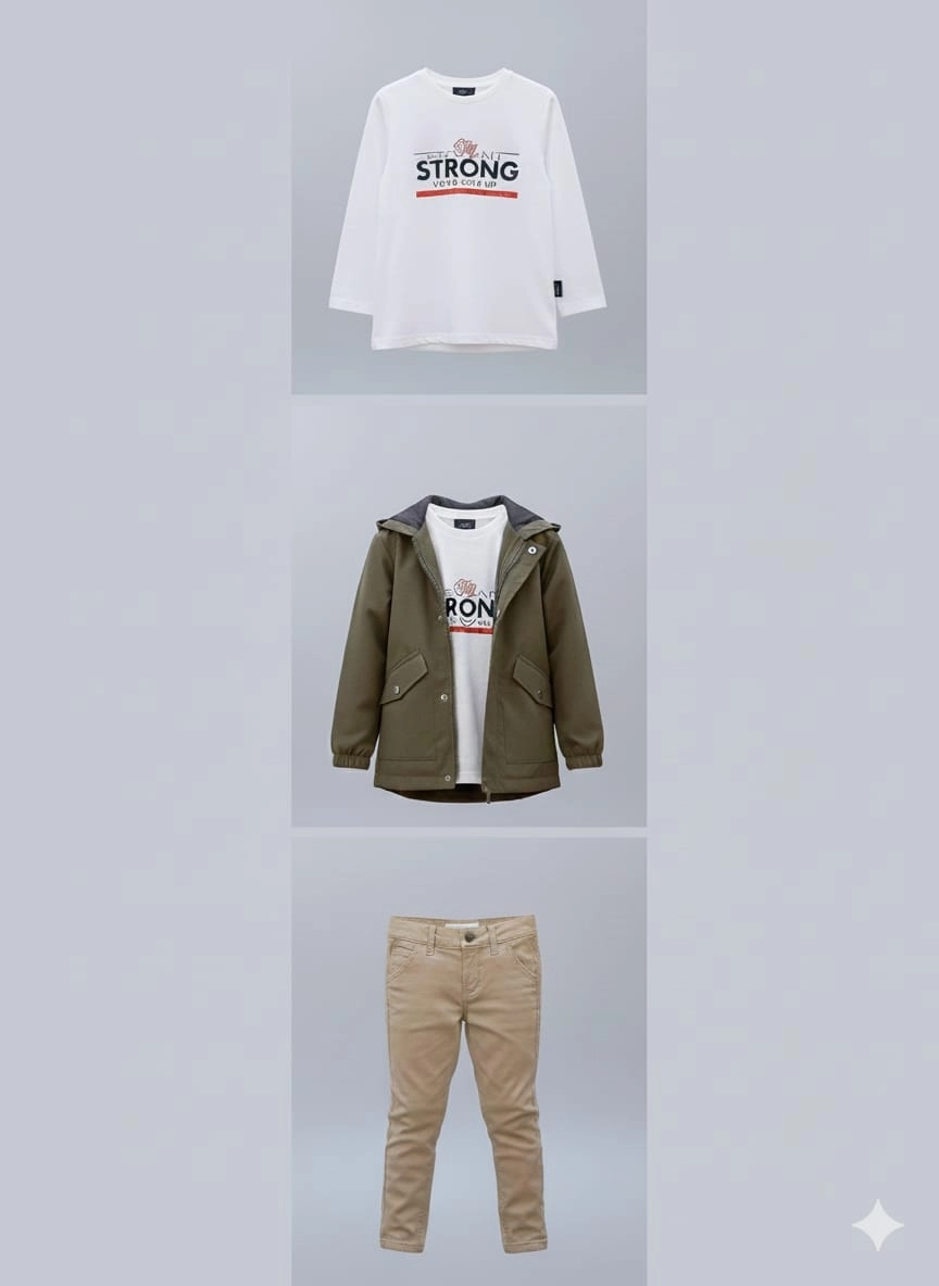 TINY MEN Kids 25280 Strong Yağmurluk Penye Pantolon 3lü Takım