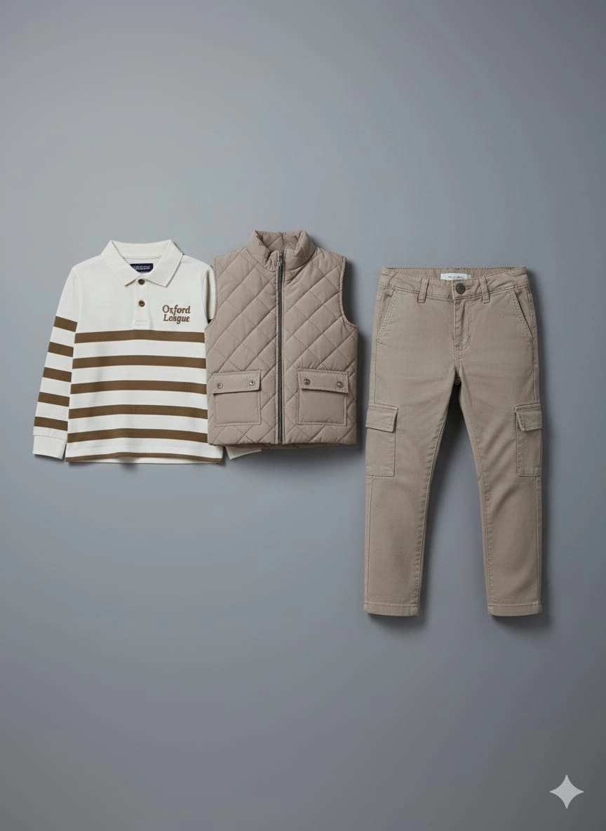 ERCAN Kids 7196 Yelek Triko Pantolon 3lü Takım