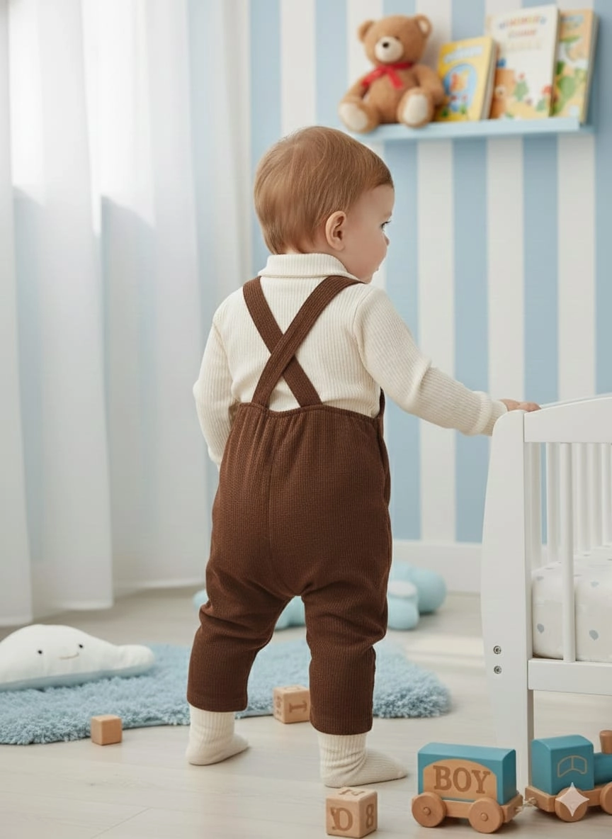 GÖZDE Kids 1008 Bebek Ayıcık Yakalı Bahçıvan Takım