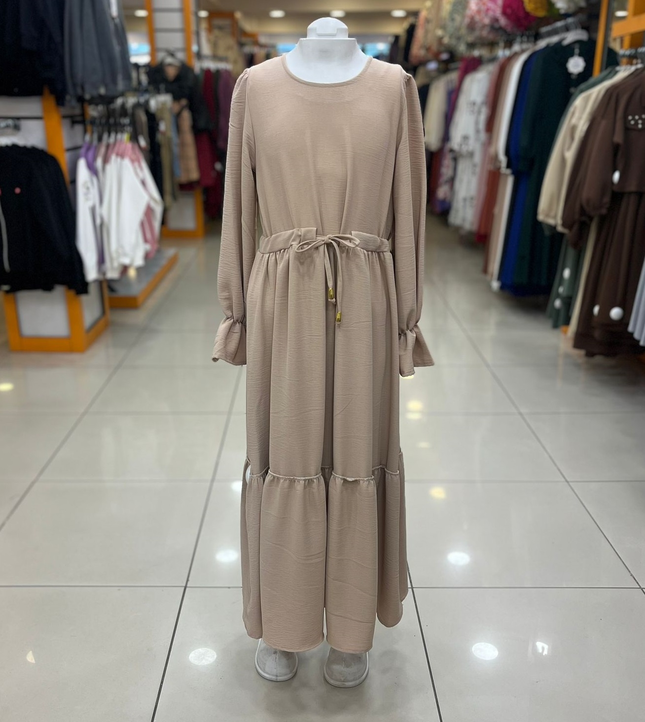 ESMAGÜL Kids 0203 Kız Çocuk Beli Büzgülü Uzun Elbise