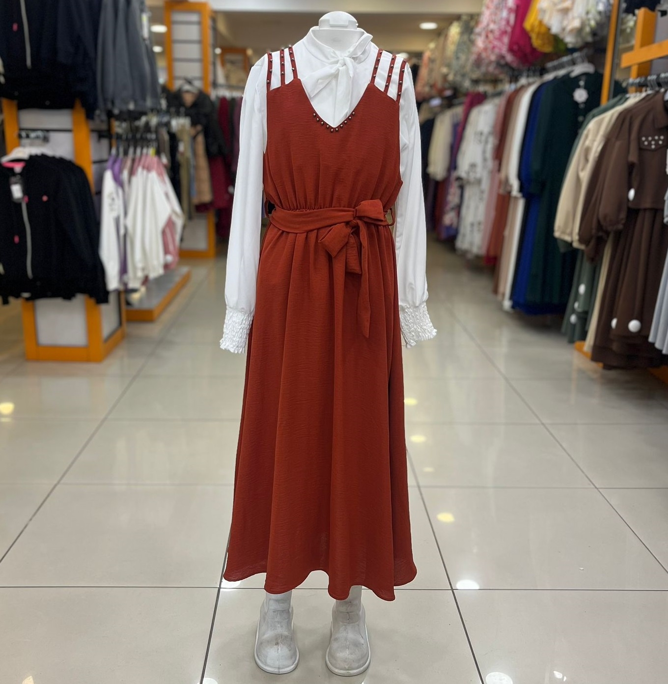 ESMAGÜL Kids 0102 Kız Çocuk Gömlekli Jile Uzun Elbise