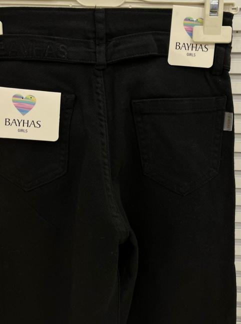 BAYHAS Kids 24243 Kız Çocuk Düz Keten Geniş Paça Pantolon