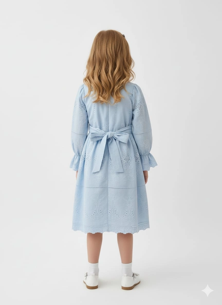 TİVİDO Kids 2839 Fiyonklu Brode Elbise