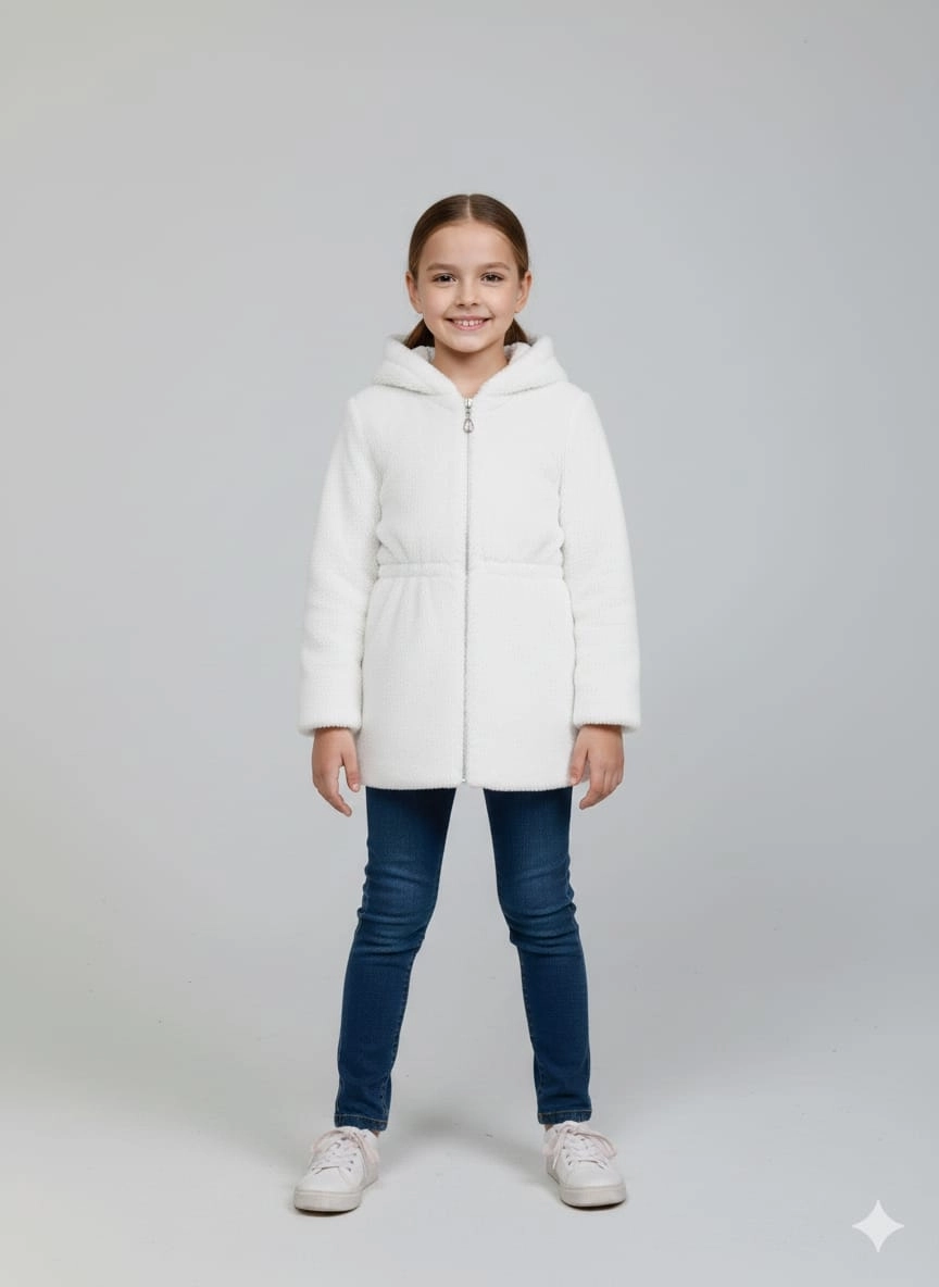 ELİSS Kids 1880 Kız Çocuk Uzun Peluş Hırka Mont