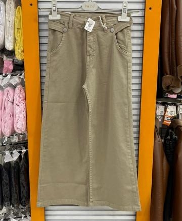 BAYHAS%20Kids%2024243%20Kız%20Çocuk%20Düz%20Keten%20Geniş%20Paça%20Pantolon