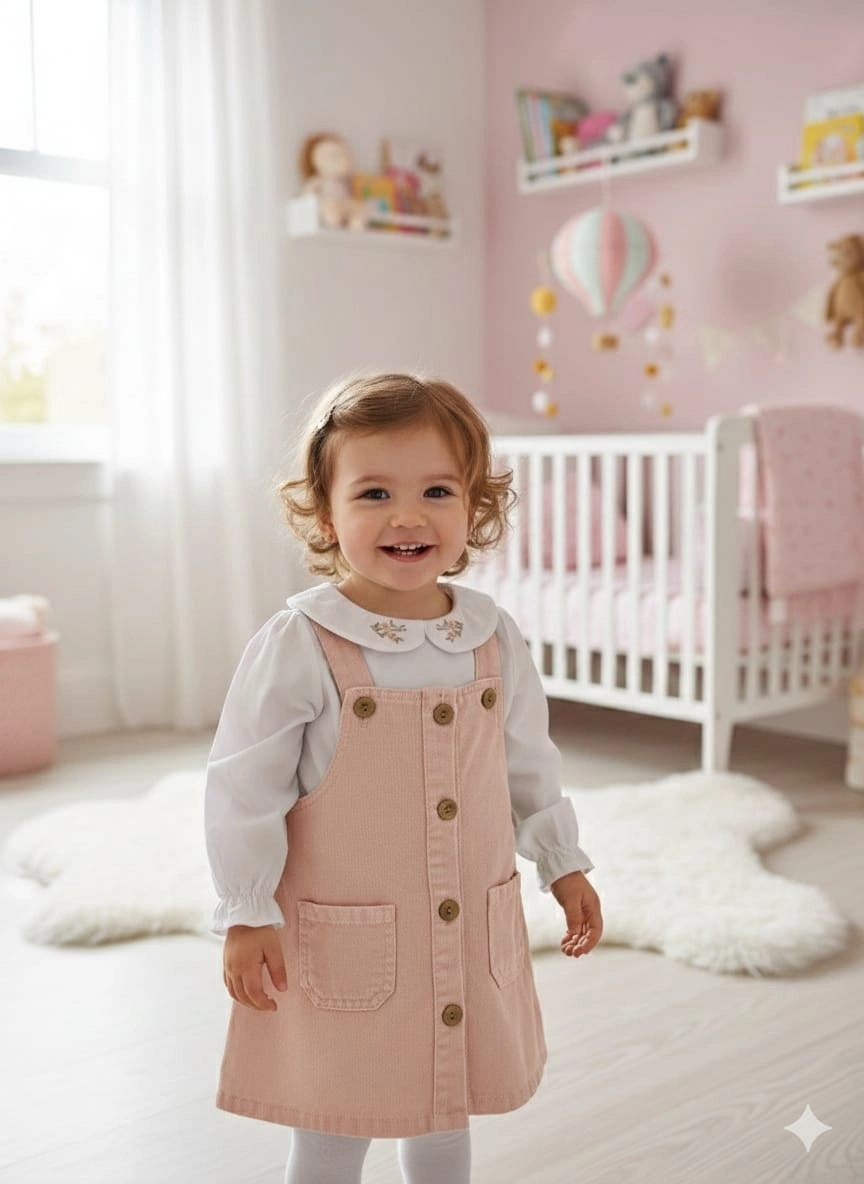 ORYEDA Kids 6005 Kız Bebek Nakışlı Gömlekli Jile Elbise