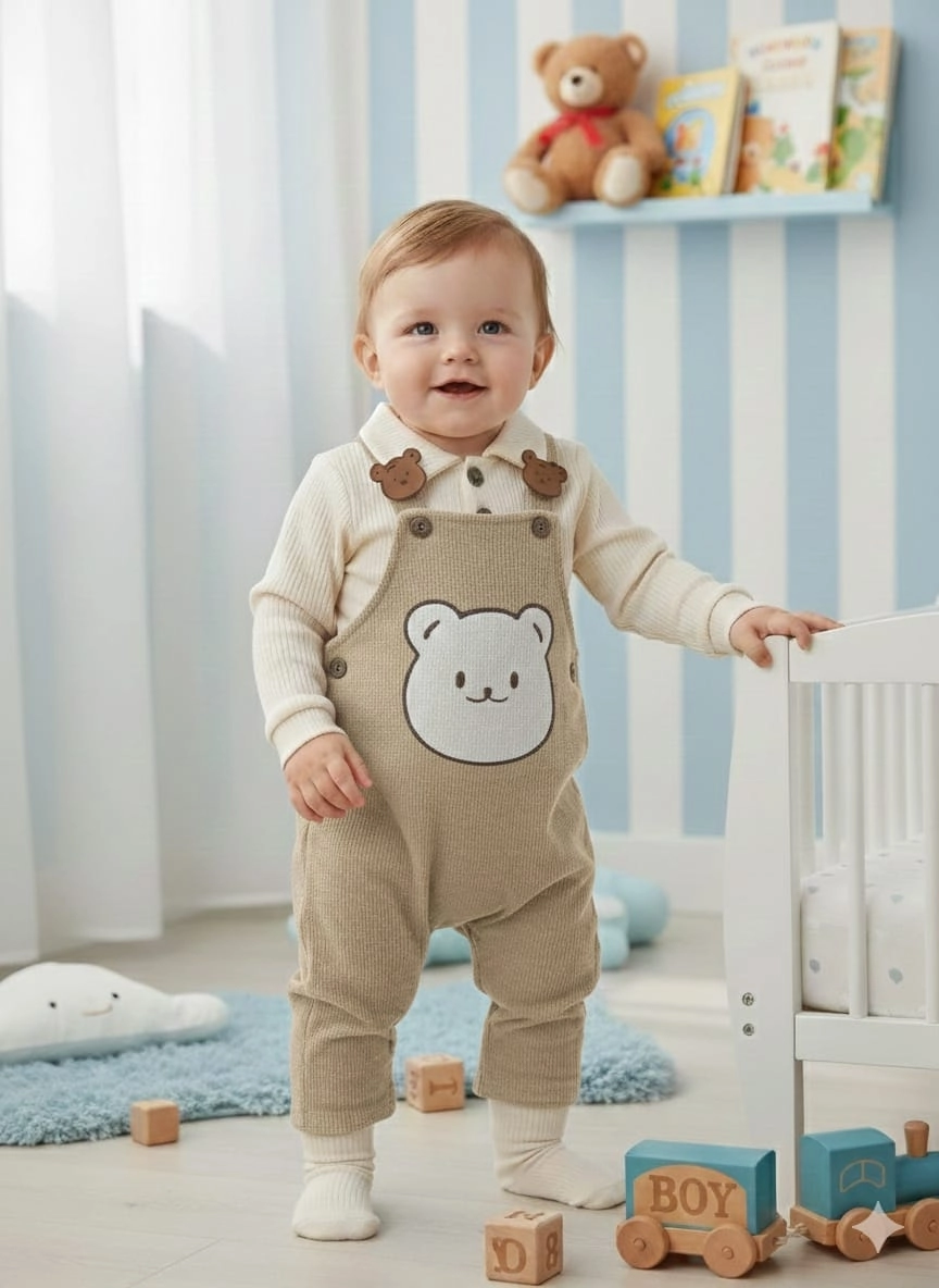 GÖZDE Kids 1008 Bebek Ayıcık Yakalı Bahçıvan Takım