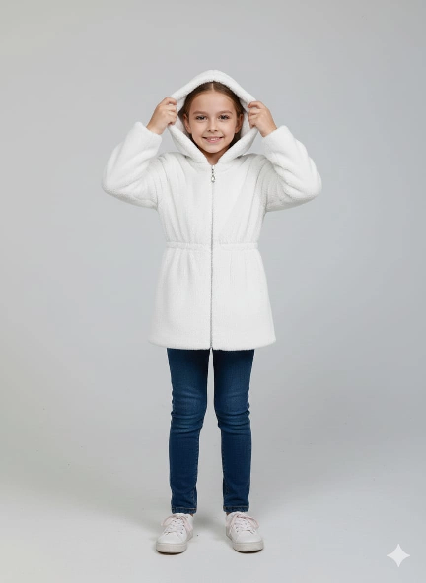 ELİSS Kids 1880 Kız Çocuk Uzun Peluş Hırka Mont