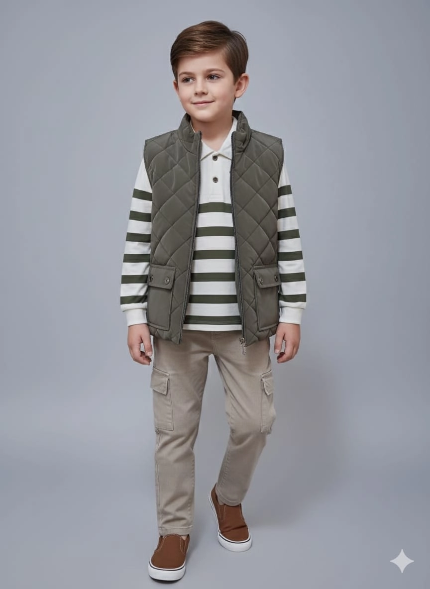 ERCAN Kids 7196 Yelek Triko Pantolon 3lü Takım