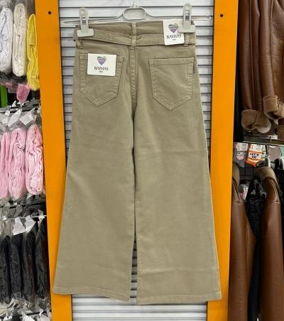 BAYHAS%20Kids%2024243%20Kız%20Çocuk%20Düz%20Keten%20Geniş%20Paça%20Pantolon