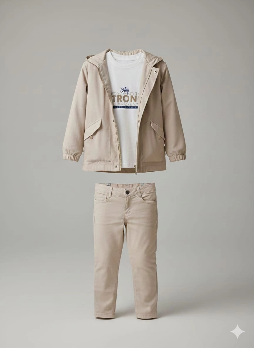 TINY MEN Kids 25280 Strong Yağmurluk Penye Pantolon 3lü Takım