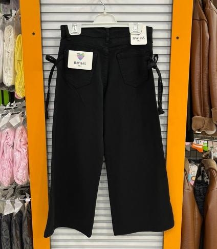 BAYHAS Kids 24823 Kız Çocuk Beli İpli Düz Geniş Paça Pantolon
