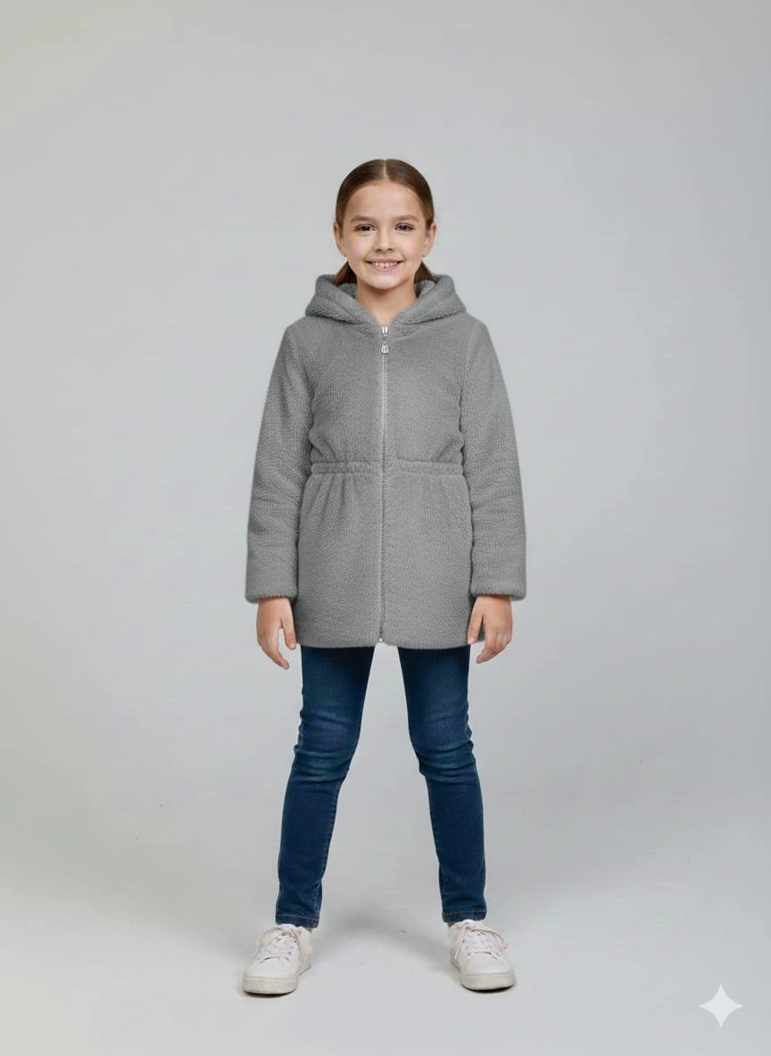 ELİSS Kids 1880 Kız Çocuk Uzun Peluş Hırka Mont