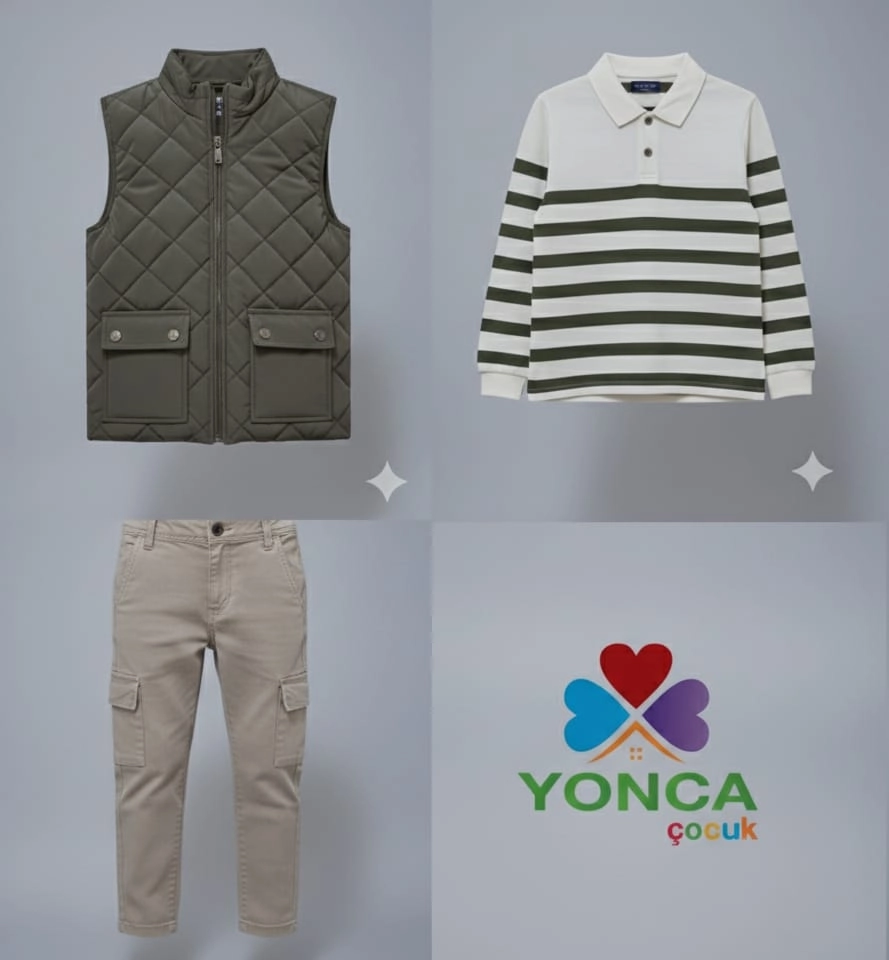 ERCAN Kids 7196 Yelek Triko Pantolon 3lü Takım