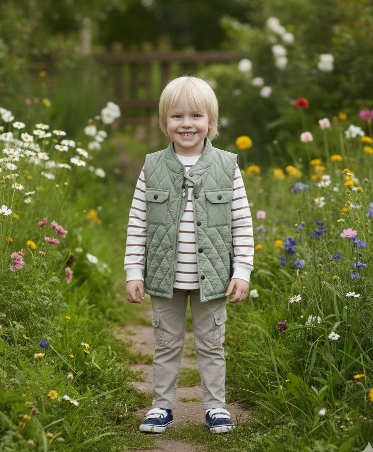 ECOO Kids 3721 Erkek Çocuk Trikolu Yelekli Pantolonlu 3lü Takım