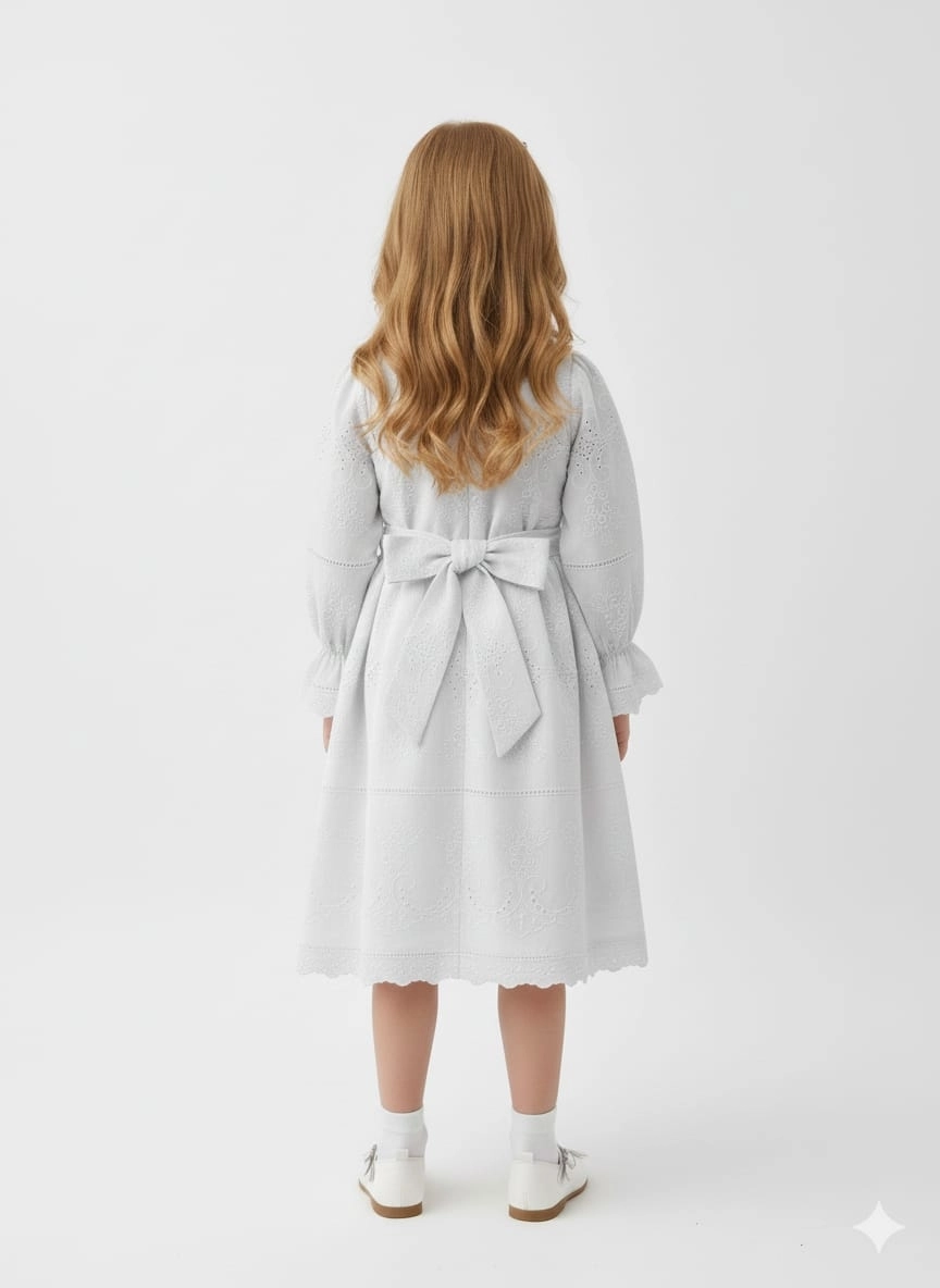 TİVİDO Kids 2839 Fiyonklu Brode Elbise