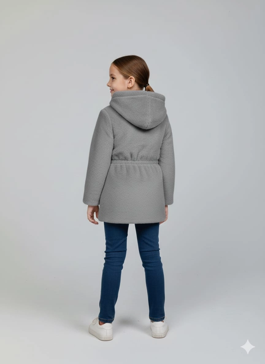 ELİSS Kids 1880 Kız Çocuk Uzun Peluş Hırka Mont