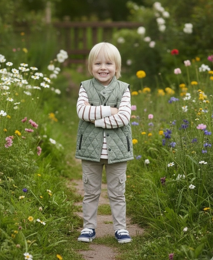 ECOO Kids 3721 Erkek Çocuk Trikolu Yelekli Pantolonlu 3lü Takım