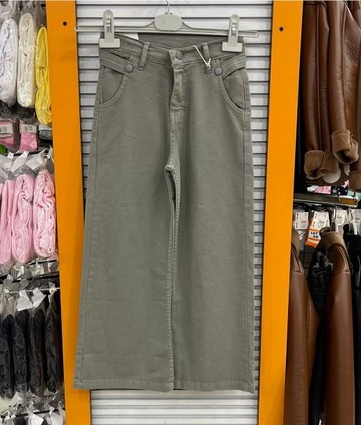 BAYHAS Kids 24243 Kız Çocuk Düz Keten Geniş Paça Pantolon
