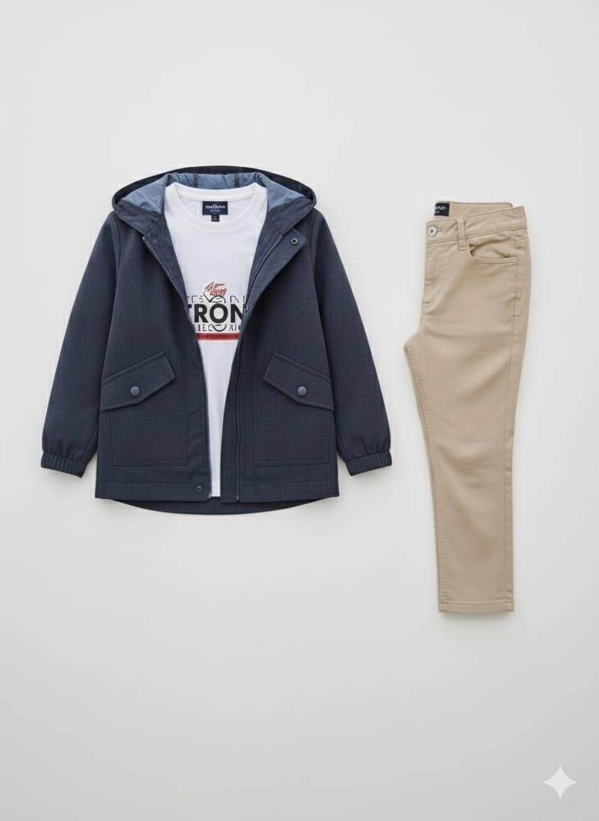TINY MEN Kids 25280 Strong Yağmurluk Penye Pantolon 3lü Takım