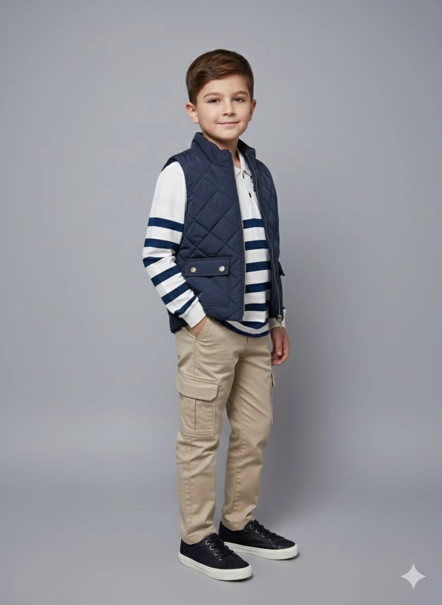 ERCAN Kids 7196 Yelek Triko Pantolon 3lü Takım