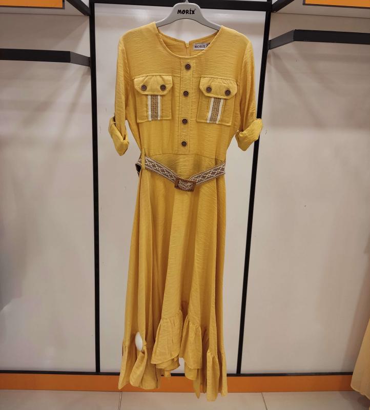 MORİX Kids 126 Kemerli Cepli Çocuk Elbise