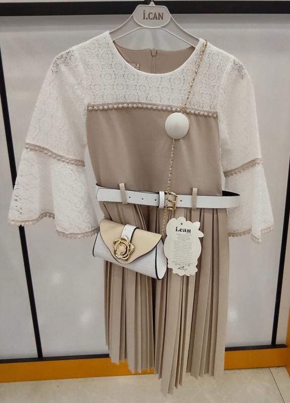 İ.CAN Kids 1277 Piliseli Çantalı Çocuk Elbise