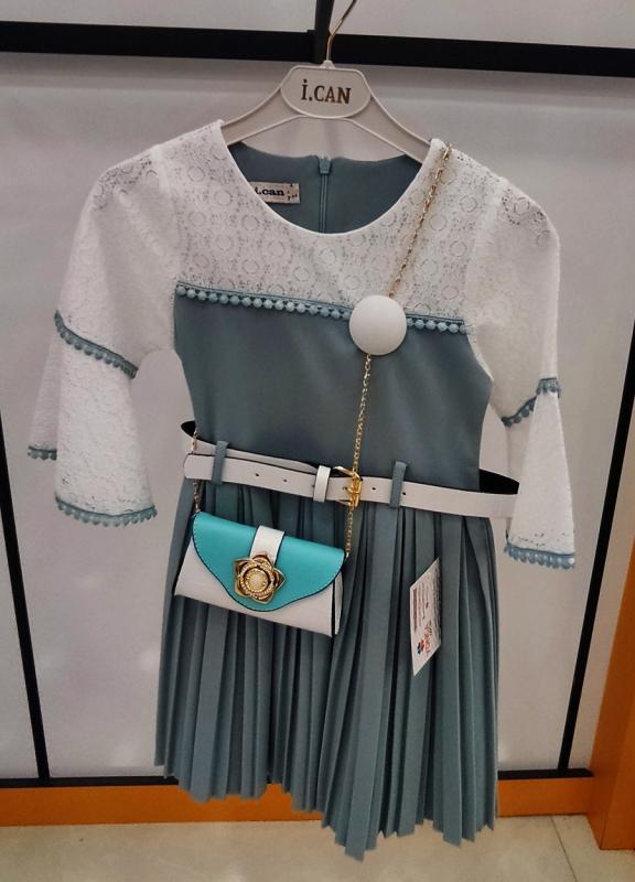 İ.CAN Kids 1277 Piliseli Çantalı Çocuk Elbise