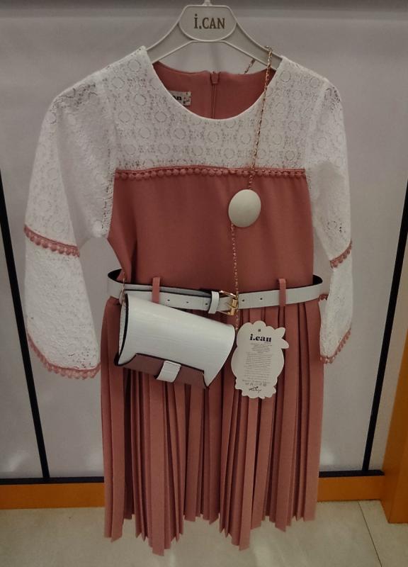 İ.CAN Kids 1277 Piliseli Çantalı Çocuk Elbise