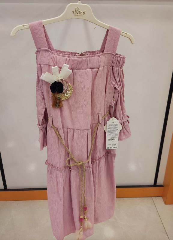 TİVİDO Kids 1739 Askılı Çocuk Elbise