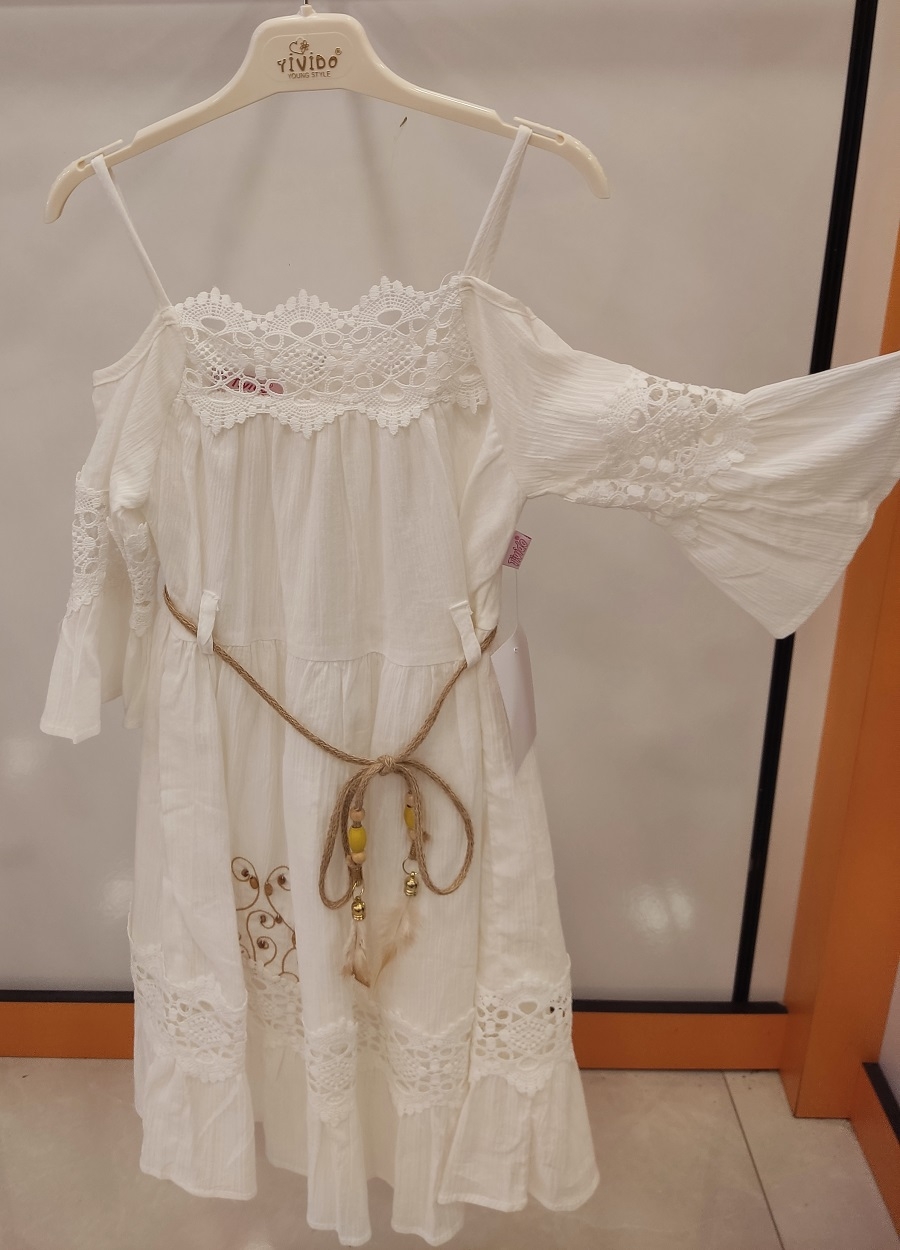 TİVİDO Kids 1761 Nakışlı Askılı Çocuk Elbise