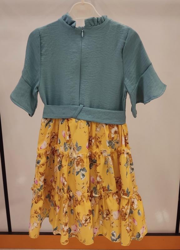 ÖZGÜL Kids 3203 Düğmeli Fırfırlı Çocuk Elbise