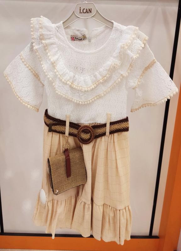 İ.CAN Kids 1298 Çantalı Bürüncük Çocuk Elbise