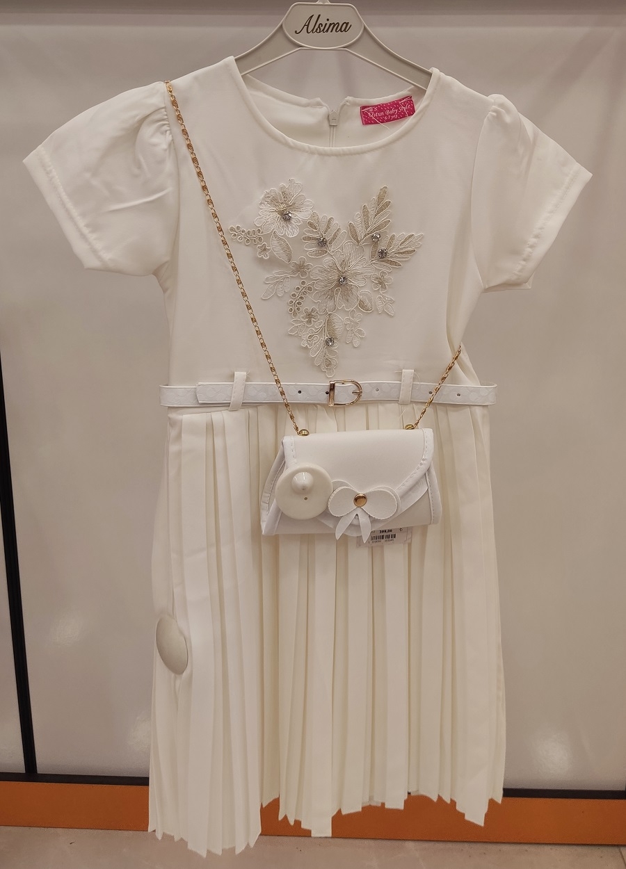ALSİMA Kids 872 Piliseli Çantalı Çocuk Elbise