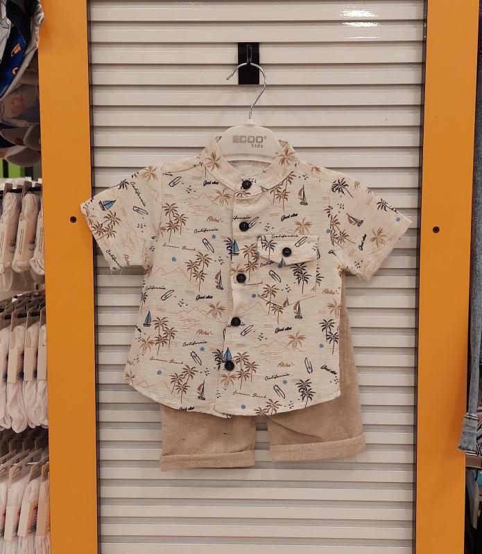ECOO Kids 3175 Erkek Bebek Palmiye Desenli 2li Takım