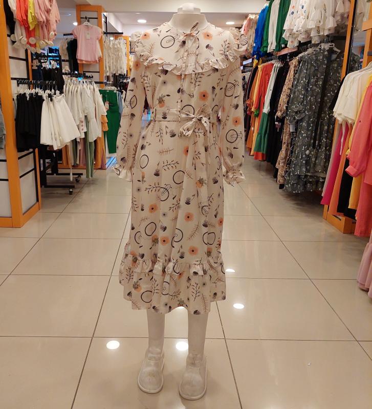 EMİLEY Kids 9387 Kız Çocuk Önü Fırfırlı Uzun Elbise
