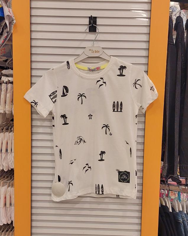 HAKNUR Kids 10374 Erkek Çocuk Ağaç Baskılı Penye Tişört