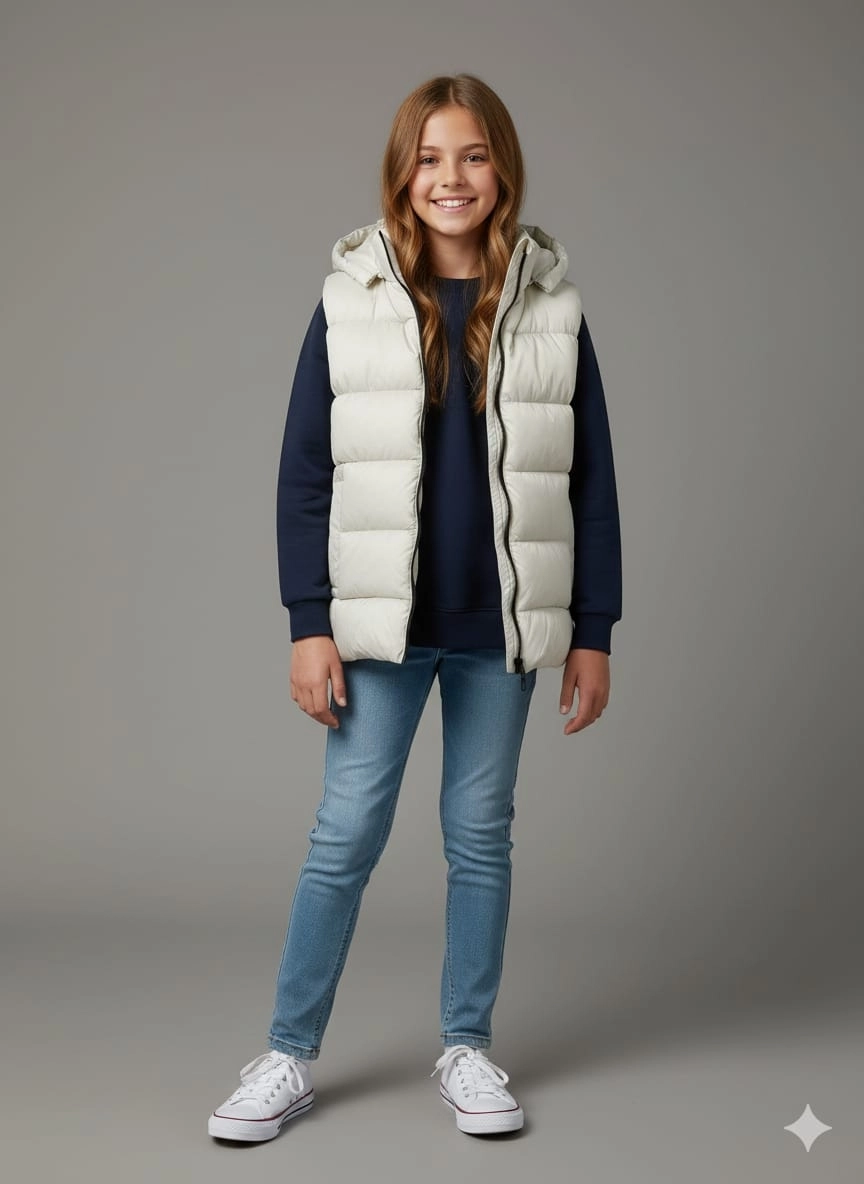 VK Kids 0028 Unisex Çocuk Kapşonlu Şişme Yelek Kız-Erkek Çocuk