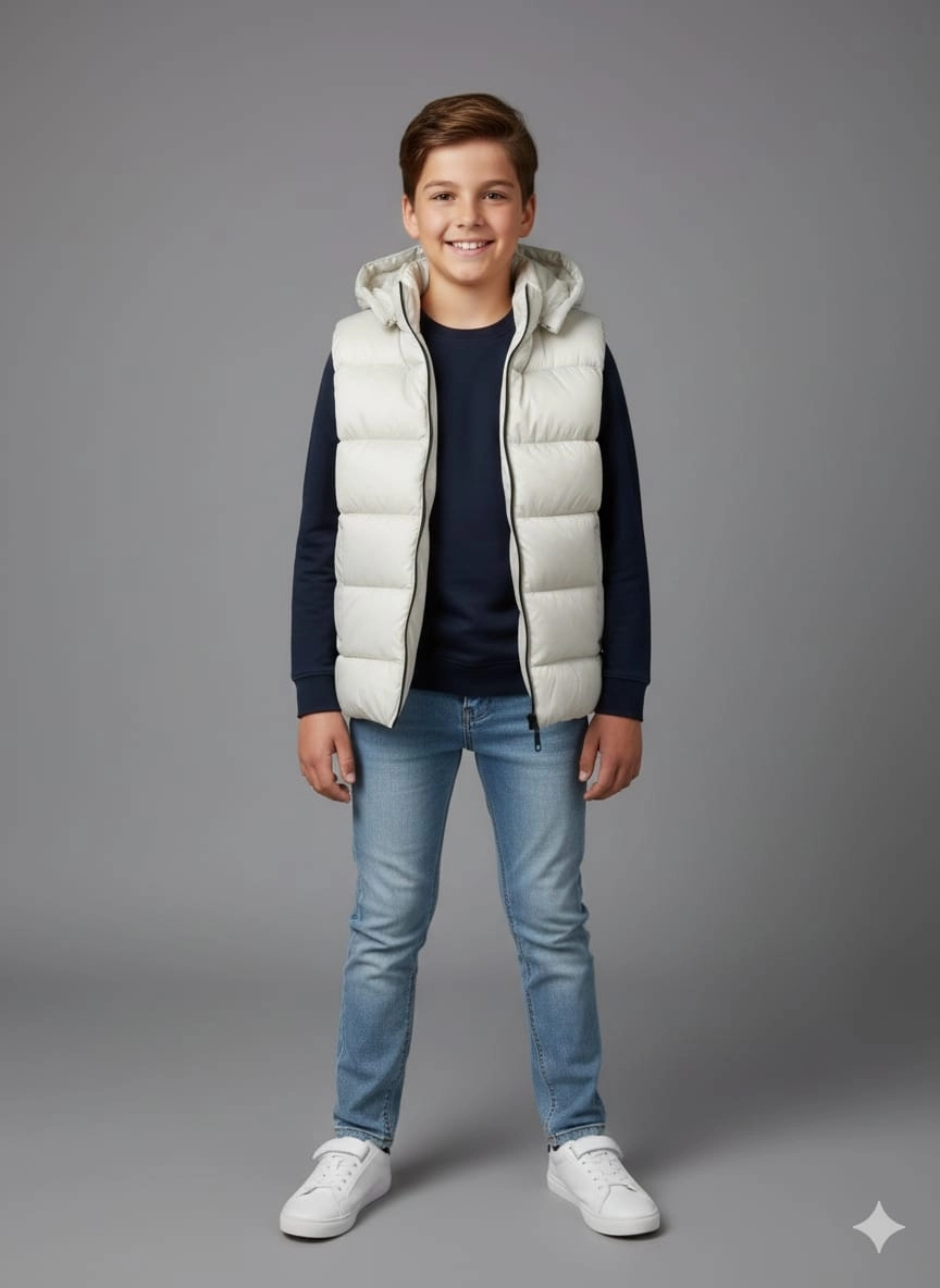 VK Kids 0028 Unisex Çocuk Kapşonlu Şişme Yelek Kız-Erkek Çocuk