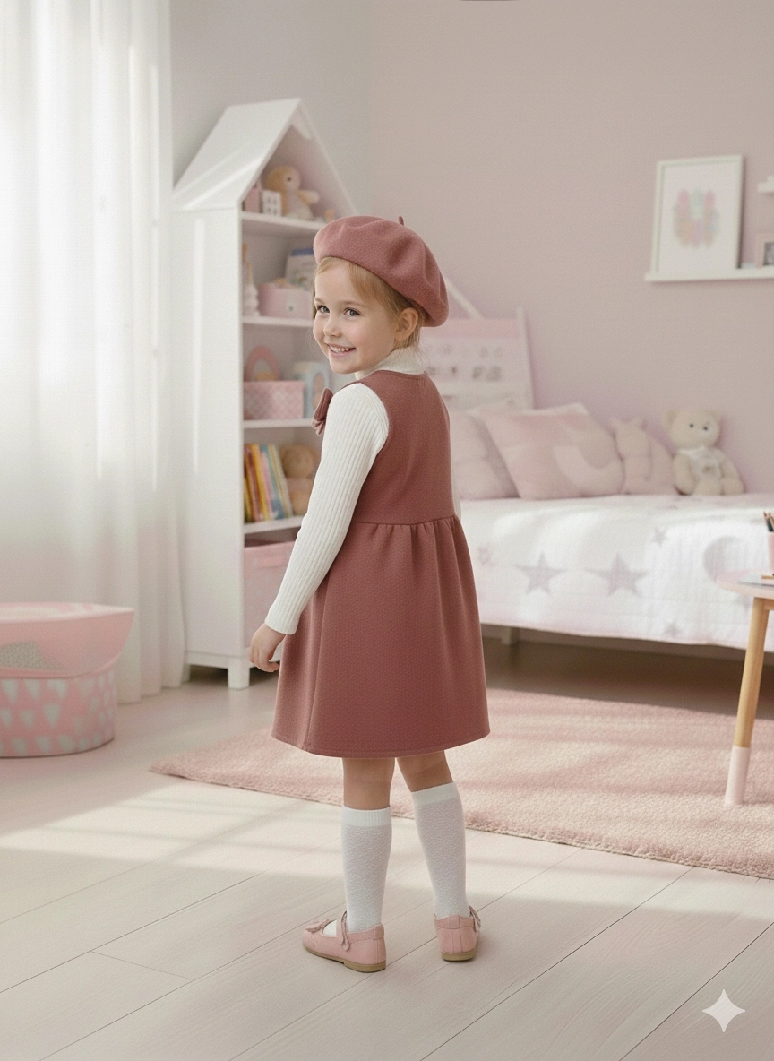ECRIX Kids 25810 Kız Çocuk Şapkalı Süet Jile Elbise