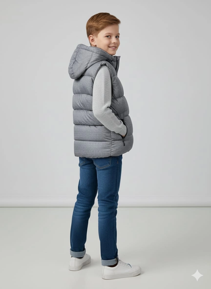 VK Kids 0028 Unisex Çocuk Kapşonlu Şişme Yelek Kız-Erkek Çocuk