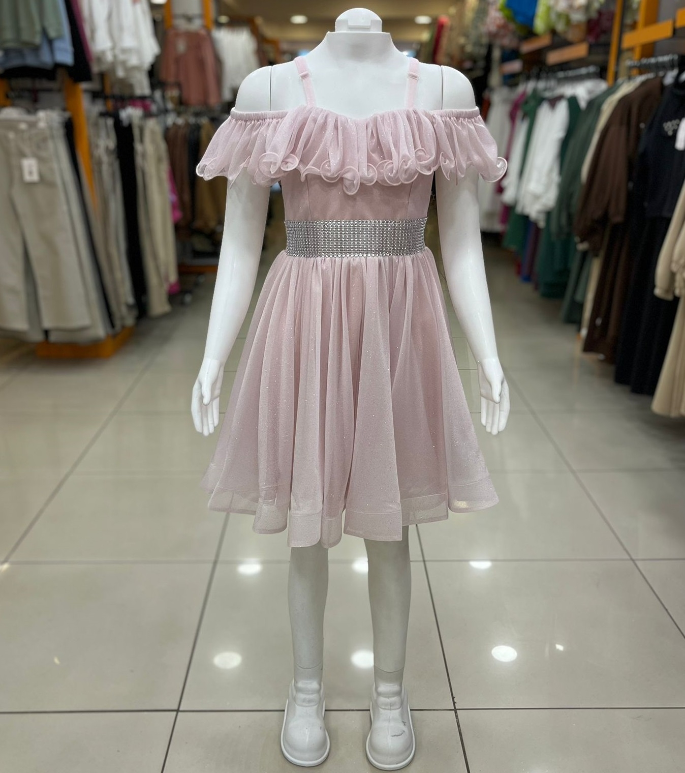 ONBUCO Kids 1574 Kız Çocuk Beli İncili Kısa Abiye